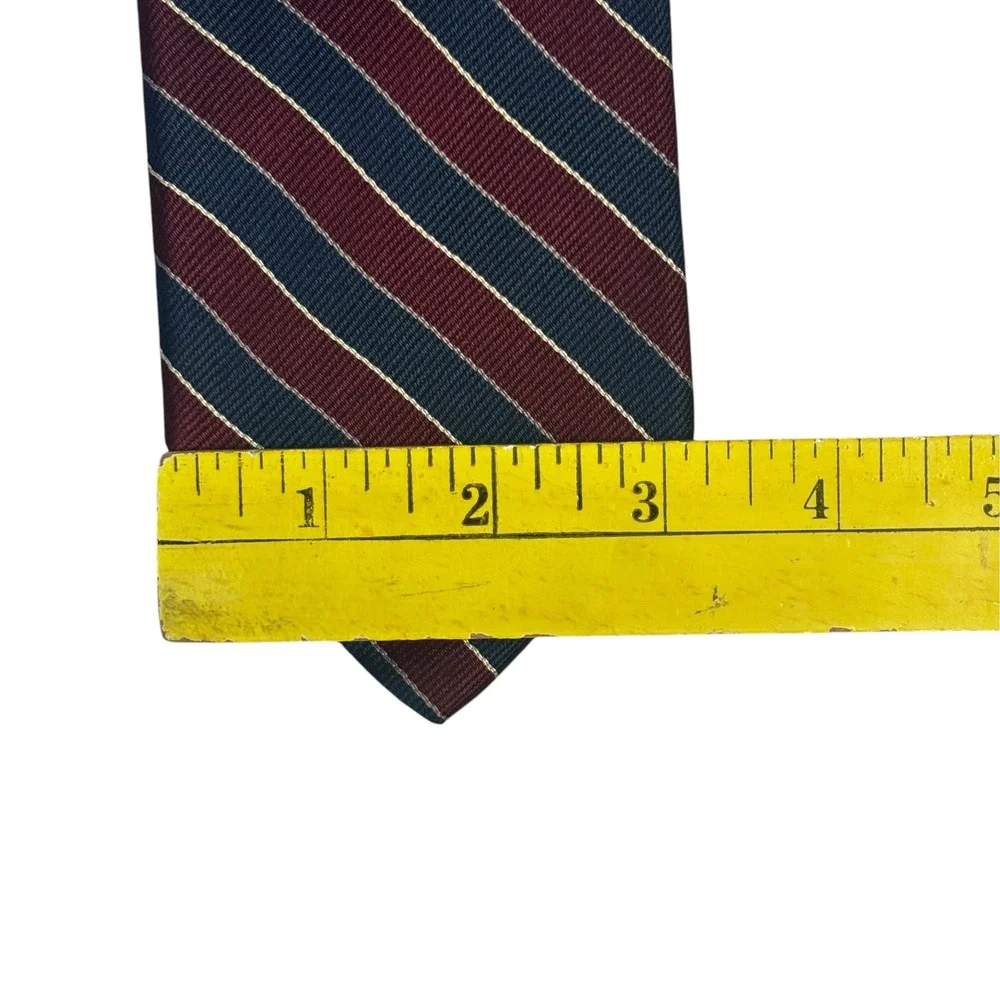 Duxbury Ltd Mens Silk Necktie Burgundy Navy Gold Diagonal Rep Stripe Classic